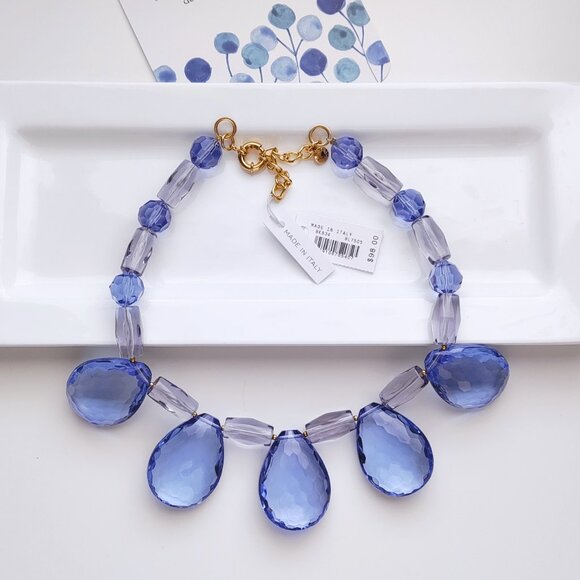NWT J.CREW FACETED TEARDROP NECKLACE BLUE - Picture 4 of 16